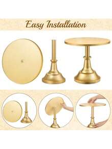 3 Pcs Cake Stand, Gold Cake Stand Set Disc Diameter 8" 10" 12", Perfect Dessert Table Display Set, Cupcake&Cake Stands For Party, Wedding, Birthday, Shower, Anniversary (Metal) - Vàng - Xem 3