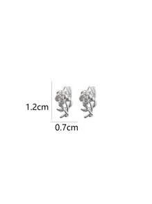 1 par de pendientes de clip con flores de rosa de ramita, elegantes y dulces pendientes de aro con flores, pendientes delicados de estilo nicho francés
