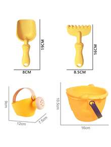 8件/4件/2件/1件儿童软橡胶沙滩玩具套装，挖沙挖土玩水软橡胶材质耐用，包含沙滩桶、小鸡漏斗沙盘、洒水器、铲子、耙子、恐龙动物模具等，颜色随机，适合3-6-12岁男宝宝女宝宝沙滩户外玩沙。