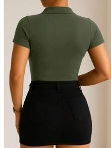 Women's Polo Shirt Short Sleeve Cotton - 1 XÁM 1 TẮT 1 XANH LÁ QUÂN ĐỘI 1 NÂU 1 BEIGE - Xem 6