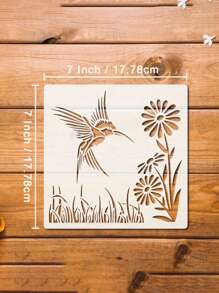 Set Of 4 Hummingbird Stencils, 7-Inch Reusable Bird, Floral, And Branch Painting Templates For Use On Wooden Signs, Murals, Canvas, Furniture, And Porch Decorations.,Back To School,School Supplies