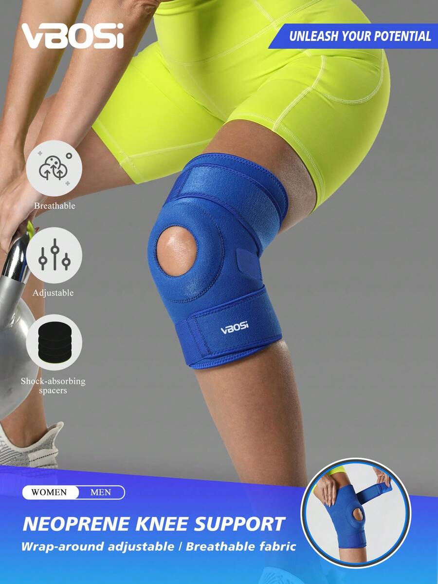 VBOSI 1 Pc Women Men Adjustable Breathable Knee Support Brace Patella Protection For Basketball Running Christmas Gift Gym Accessories Knee Support Sports Knee Pads Gym Knee Pads - 彩色 - 查看 1