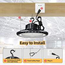 UFO LED High Bay Light 150W 5000K,21,000LM,Lamp With Plug, Hanging Hook, Safe Rope, Lighting Fixtures For Warehouse Shop Factory Garage Gym Barn(2 Pack)