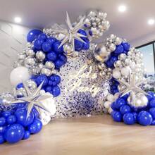 130pcs Navy Blue And Silver Balloon Arch Garland Set, Navy Blue White Silver Balloons Suitable For Boys Girls Kids Babies Shower Gender Reveal Wedding Birthday Room Graduation Retirement Party Decorations