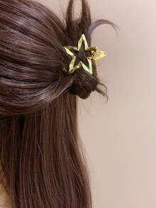 发夹 1 件优雅锌合金五星发夹，液态金属风格高端发夹，适用于球发饰优雅爪夹，学校用品，大学 - 彩色 - 查看 2