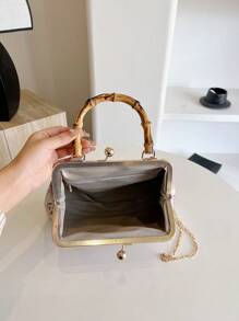 Bolso de mano estilo vintage de alta gama y exquisito para bodas, bolso de fiesta con correa de hombro de cadena metálica para mujeres