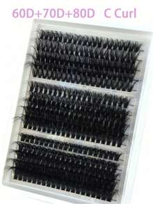 300 sztuk mieszanych zestawów do przedłużania rzęs Fluffy Volume 100D 90D 80D 60D 70D, długość i podkręcenie, skręt C/D/DD, 12-20 mm, rzęsy do makijażu, ślubne/ślubne, czarne, książka o przedłużaniu rzęs o dużej objętości