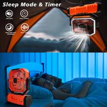 20000mAh Portable Camping Fan, Rechargeable Battery Operated Oscillating Camp Tent Fan W/Remote, 4 Speeds, LED Lights & 360° Rotation Hook For Outdoor RV Travel Essentials, Basic Model-Orange