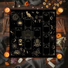 1 buah Kain Altar Tarot Mistik Surgawi - Alas Meja Simbol Astrologi untuk Pembacaan Tarot, Dekorasi Spiritual Buatan Mesin, Hadiah untuk Penggemar Tarot, Penataan Ruang Meditasi, Desain Mistik, Penutup Meja Tahan Lama, Kualitas Pengerjaan yang Baik - Hitam - View 3