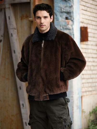 Men's Fashion Velvet Collar High-End Luxury Coat, Thick & Warm, Counter-Seasonal, Fall/Winter