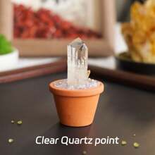 1 pieza de Piedras de cristal de amatista natural en una base de maceta de arcilla mini | Artesanía tipo maceta de piedra curativa | Decoración y ornamento de energía de Feng Shui para el hogar