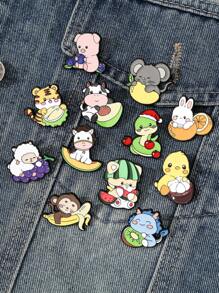 12 pièces Broches animaux de dessin animé du zodiaque, découvrez votre totem exclusif, occasions sociales de brise-glace, insignes en métal d'alliage magique, convient pour les cadeaux et la collection de sacs à dos pour l'école