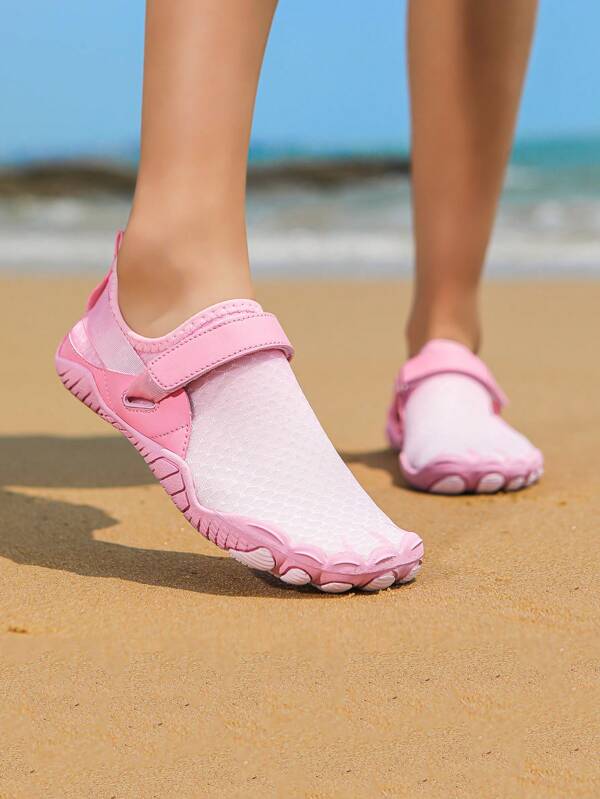 Youth Girls Aqua Shoes, Summer Swimming Shoes, Outdoor Wading Shoes, Anti-Slip Rubber Sole Mesh Breathable Quick-Drying Beach Shoes, Suitable For Swimming, Beachcombing, Running, Skipping, Fitness