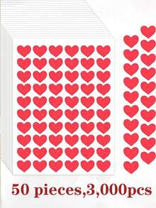3000/1200/600 件心形贴纸红心贴纸闪光小迷你心形贴纸适用于装饰爱心贴纸奖励情人节婚礼母亲节信封礼盒、小学奖励、返校