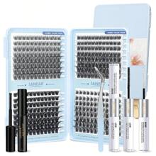 Lash Extension Kit, DlY Lash Extension Kit, 384pcs Individual Lashes Cluters Kit D Curl Eyelash Extension Kit With Bond And Seal And Lash Glue Remover Lash Applicator Tool, Lash Extension Kit, For Do-Lt-Yourself Use At Home(10-16mm M02+M03+W05+W06) - 黑色 - 查看 7