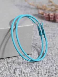 1 paire de boucles d'oreilles élégantes en forme de créoles minimalistes à la mode, de couleur blanche fluorescente et multicolore bonbon, pour femmes - Blanc - Voir 21