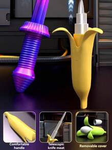 1pc Cute Banana Kendo Prop - Plastic Novelty Weapon For Pranks, Parties And Cosplay - Hand-Washable, Foldable, No Power Required - Ideal For Halloween, Christmas, Valentine's Day, Carnival - A Small Gift