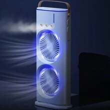 Acondicionador portátil con aumento de doble potencia del viento, alimentado por USB, con tres nebulizadores de humidificación