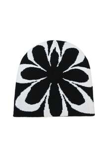 1 pieza Gorro de punto con gráfico, gorra de punto versátil y cálida, otoño/invierno