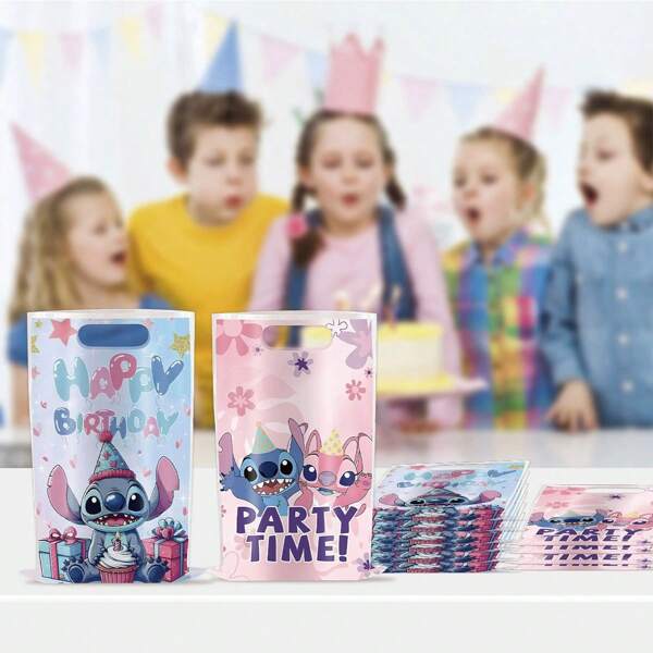 Disney 10 unidades de Bolsas de regalo con diseño de Stitch de Disney, bolsas para dulces, bolsos, suministros para fiestas de cumpleaños, regalos de cumpleaños, recuerdos, regalos de Navidad
