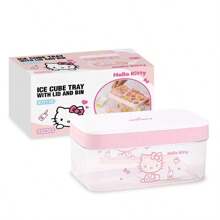 Sanrio (Authorized) 1PC Sanrio Hello Kitty Silicone Mold (Lid+Ice Tray)/4-Piece Set (Container+Ice Spoon) Ice Storage Container, With A Lid Silicone Ice Tray, Easy To Disassemble, Suitable For Summer Ice Boxes, Candy Chocolate Trays, Birthday Cake Decorations, Candy Chocolate Cupcake Decorations, And DIY Baking Tools