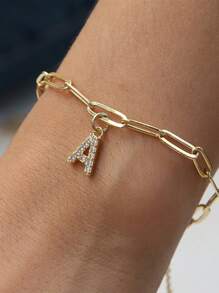 A Delicate, Stylish And Simple Stainless Steel Pendant Letter Bracelet. The Letters Range From A To Z, Equipped With 26 Metal Clasps In The Shape Of Letters, With A Thick Chain Design. Suitable For Both Men And Women, It Can Be Worn Daily Or Used As A Pair Of Lovers' Accessory.