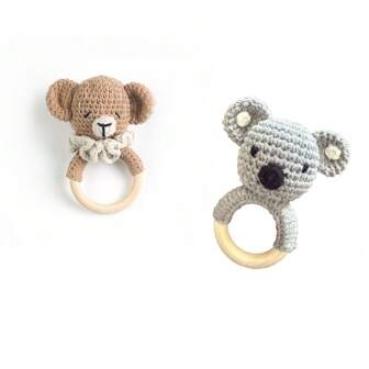 1pc Crochet Animal Rattle Doll, Knitted Cartoon Doll Prop, Baby Photography Decor Rattle