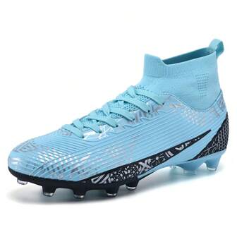 (Size: 33-46) [World Cup Fan Training Football Boots] Teens & Youth Men's FG Cleats Soccer Shoes, Football Training Shoes With Dynamic Traction Studs, Professional Soccer Competiton Shoes With Ankle Support, Lightweight PU Leather Upper, Suitable For Grass Pitch