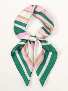 1条简约印花70厘米小方巾，新款春季女士头巾，多功能腰带、发圈、头带、时尚领巾，可搭配连衣裙 - 彩色 - 查看 1