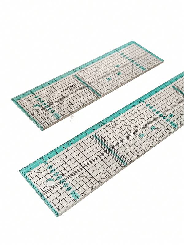 2 Pieces 20cm 30cm Steel Edge Cut-Proof Anti-Slip Acrylic Quilting Ruler Dual-Color Grid Markings Clear Rectangle Sewing Dressmaking Ruler For Precision Cutting Crafting DIY Year-Round Use