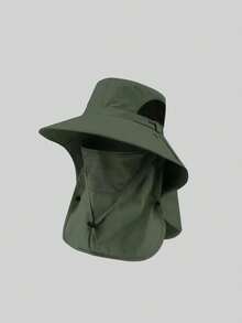 1pc Unisex Solid Color Sun Protection Neck Gaiter, Outdoor Fishing Hiking Wide Brim Sun Hat, Suitable For Daily Outing, Hiking, Camping, Fishing