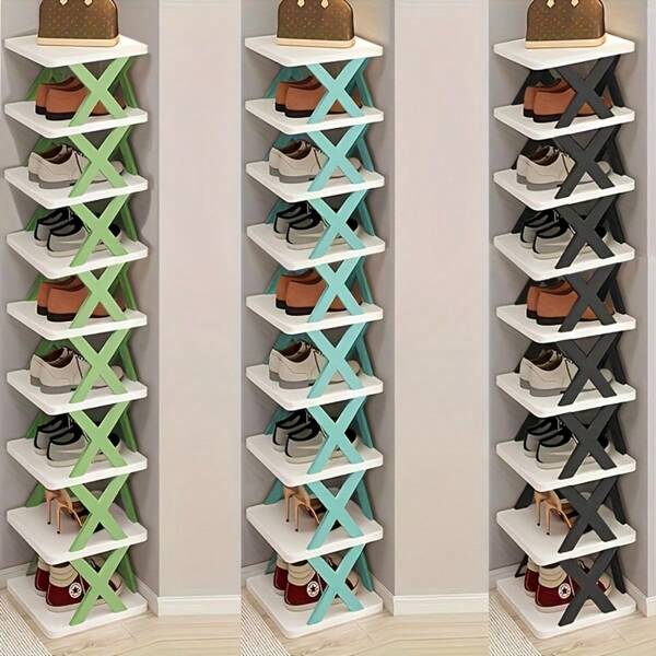 1pc Space Saving Folding Shoe Rack, Narrow Dust-Proof Shoe Organizer Storage For Entryway, Office, Dorm