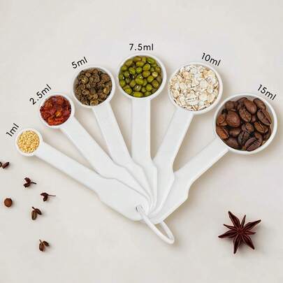 WORTHBUY 1 Set multifunktionale Kunststoff Messlöffel, stapelbare segmentierte Messlöffel, Kaffee, Salz, Gewürze Messlöffel, geeignet für Backen & Kochen in Küchen und Restaurants