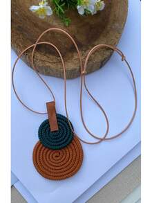Women's Long Necklace Color Handmade Mandal Pendant - 36.陶土/油 - 查看 2