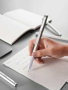 6/10/24pcs Set Pen With Built-In Tissue Paper, Memo Pen, Smooth Writing, Back To School Essential - Silver - View 16