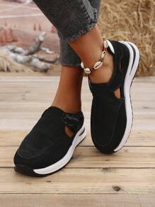 Women's New Round Toe Thick Sole Casual Sports Walking Shoes, Mesh Fabric Upper For Comfort & Breathability, Hook And Loop Design For Easy On/Off, Non-Slip & Durable Outsole, Fashionable & Versatile For Daily Casual, Running, Hiking, Walking