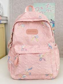 Esta mochila está muy orientada al diseño y está decorada con lazos. Según los diferentes usos de las mochilas, se dividen en mochilas para computadoras portátiles, mochilas deportivas, mochilas de moda, mochilas escolares, bolsas con correas, mochilas militares, bolsas de montañismo, etc.