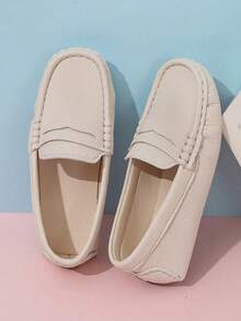 全新儿童男童牛津鞋软底一脚蹬休闲乐福鞋 - 米色 - 查看 2