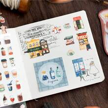 1 件日常生活主题设计合成纸胶带小日常系列适合青少年用于模切、剪贴簿、绘画相册和学校用品学校用品，返校 - 彩色 - 查看 3