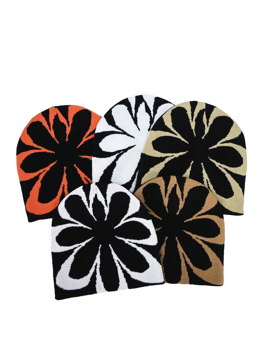 1 pieza Gorro de punto con gráfico, gorra de punto versátil y cálida, otoño/invierno