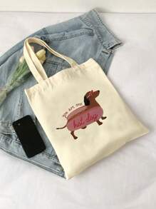 You Are One Hot Dog Pattern Printed Handbag Lightweight Foldable Shopping Bag, Fashionable And Casual Large-Capacity Handbag, Shoulder Bag, Suitable For College Students To Store Back-To-School Supplies, Books, And Mobile Phone Accessories. Men's And Women's Travel Cosmetics, Shopping Storage Bags, Gifts For Mothers, Friends And Teachers (Various Pattern Options)