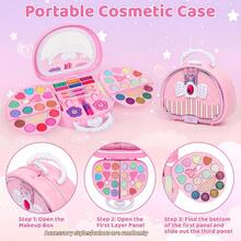 Set de cosméticos para niñas con bolsa de maquillaje realista, kit de colección de maquillaje de bolso de fiesta, conjunto de disfraz para niños, regalo de cumpleaños/festividad - forma - Ver 3