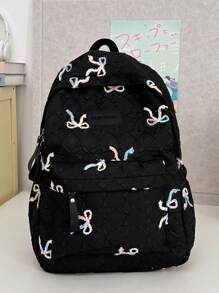 Esta mochila está muy orientada al diseño y está decorada con lazos. Según los diferentes usos de las mochilas, se dividen en mochilas para computadoras portátiles, mochilas deportivas, mochilas de moda, mochilas escolares, bolsas con correas, mochilas militares, bolsas de montañismo, etc.