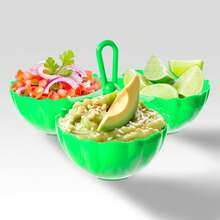 Salsera triple colores 250 ml 3 compartimentos plástico accesorios cocina mesa presentación para salsas aderezos snacks resistente fácil limpiar diseño práctico fiestas - Multicolor - Ver 11