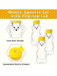 Garrafa Honey Bear com Lata de Concha Amarela - Perfeita para Armazenamento e Entrega de Sucos! Restaurante/Café/Casa, Recipiente para Presente de Festa | Design Interessante | Garrafa com Tampa de Segurança, Garrafa Honey Bear, Presentear