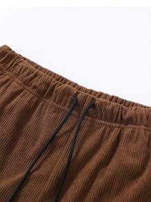 Men's Corduroy Multi-Pocket Straight Leg Cargo Pants, Versatile Loose Wide-Leg Trousers, Spring/Autumn