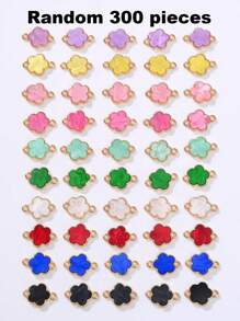 5/10/20/30/50/100/200/300/400/500 piezas Colgante con flor de cuatro hojas elegante de varios colores con dos agujeros, apto para hacer collares, pulseras, pendientes, llaveros, charms de teléfono, joyería de regalo para parejas