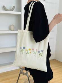 Bolso de tote de gran capacidad con estampado floral de moda minimalista para mujeres