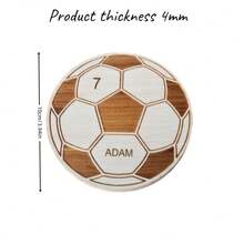 [定制] 个性化装饰，1 件，足球杯垫，足球迷礼物，刻上您自己的号码和名字，支持自定义名称和号码，运动装饰，木制工艺品