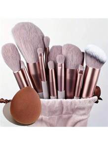 14 Stücke Makeup Pinsel Set mit sanften, schnell trocknenden Borsten - inklusive Foundation, Rouge und Lidschatten Pinsel, plus 13 zusätzliche Pinsel und einem Beauty Schwamm mit passendem Aufbewahrungsbeutel - geeignet für alle Hauttypen. Weihnachtsgeschenk